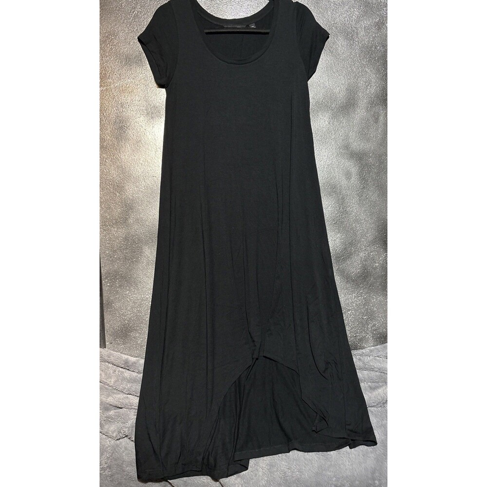 H by Halston Dress Midi Maxi Jersey T Shirt Stretch Hi Low Black Size XXS Comfy